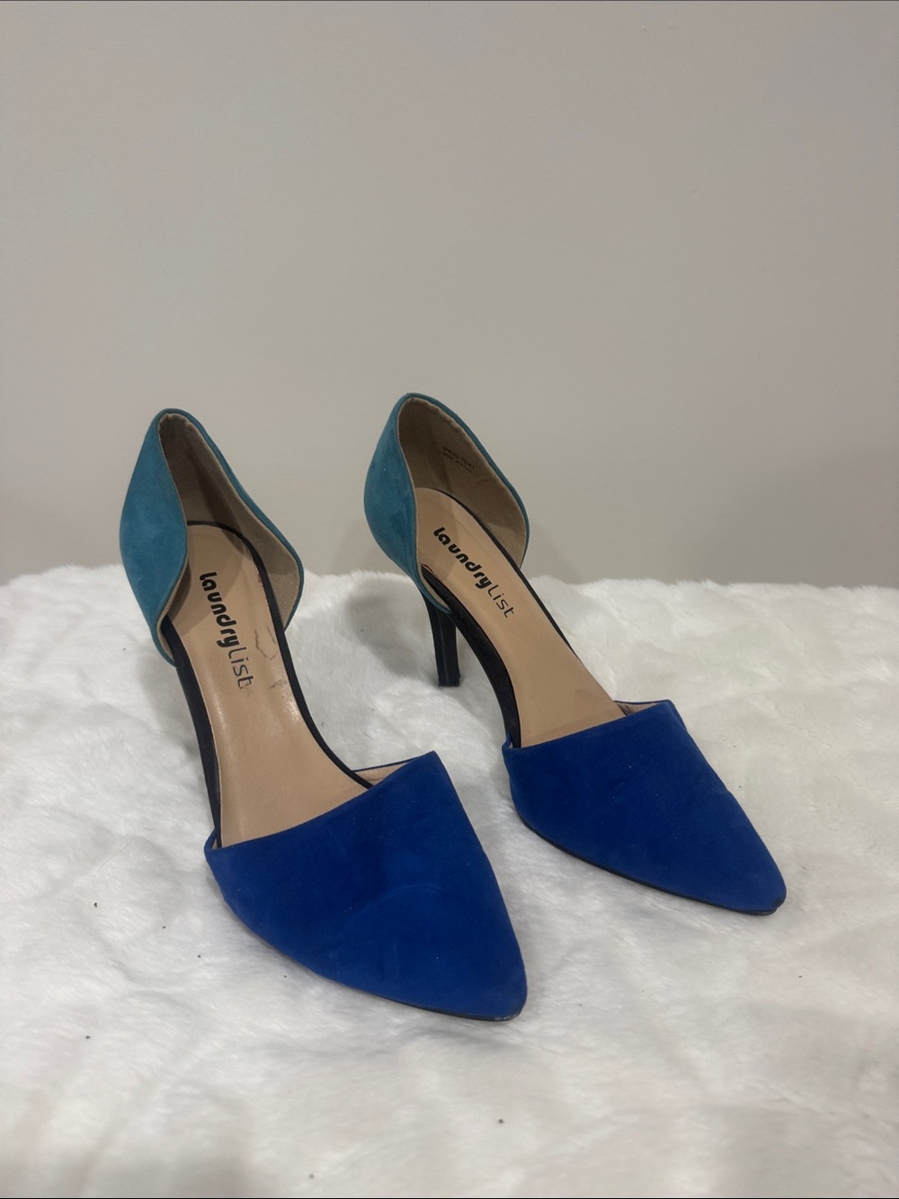 Laundry List Two-Tone Blue Pointed D'Orsay Heels